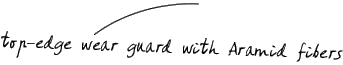 Top-edge wear guard with Aramid fibers